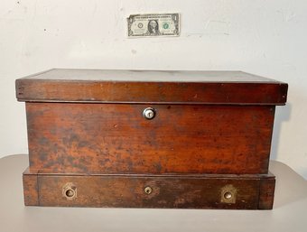 Antique  Handmade Walnut Tool Makers Chest/ Jewelry Chest