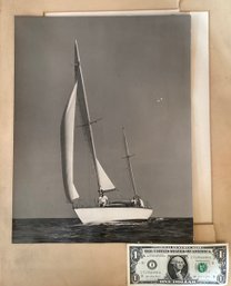 Signed 1957 Nantucket Sail Print/ Photograph  By B. Style   In Black & White Silver Halide Print