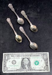 4 Sterling Silver Demitasse Spoons In Varied Patterns