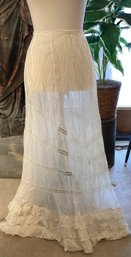 Antique Cream Toned Fine Cotton And Lace Petticoat