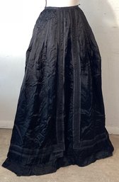 Antique Hand Designed Layered Black Silk Skirt From Au Bon Marche: Paris