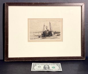 Original New York Waterfront Etching By H. Farrer (c. 1879)