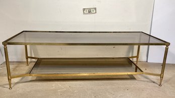LeBarge Glass And Brass Vintage Mid-Century Coffee Table