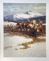 Original Tom Lovell Signed & Numbered Lithograph  Titled The Blackfeet Wall 1986