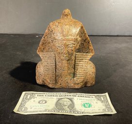 Carved Soapstone Pharao With Traditional Nemes Headdress