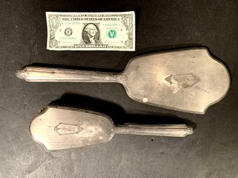 Edwardian Style Sterling Silver Hair Brush & Large Hand Mirror. # 120