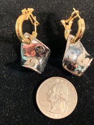 Stylish 14k Yellow & White Gold Earings