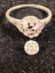 Vintage 18k Gold Solitaire Diamond Ring .30 Carat Diamond 1940s Era