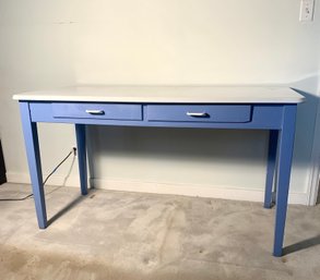 Large Antique Porcelain Top Work Table & 2 Drawers