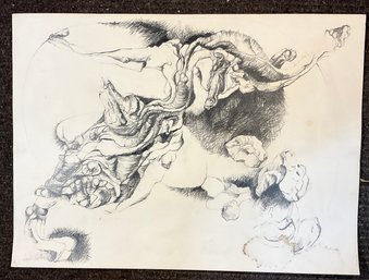 Large Levi Curtin  Abstract Graphite Drawing On Paper