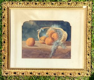 Antique C. 1890-1910 Watercolor On Paper  By Unsigned Artist Matted And In Original Gilded Wood Frame