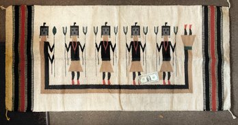 Vintage Yeibichai Flat Woven Wool Blanket/ Wall Hanging Navajo