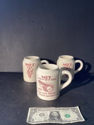 3 1940s Vintage MIT Heavy Beer Mugs