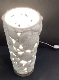Contemporary  Textured Seashell Design Table Lamp  In A Cylindrical  Shape