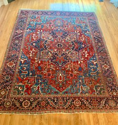 9 X 12  Antique Hand Made Heriz/ Serape Wool Carpet