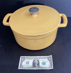 Food Network Heavy Enameled  Pale Yellow Stewing Pot With Lid