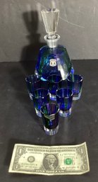 Leaded West German Crystal Decanter And 6 Cordial/shot Glasses