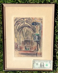 Original Drawing By American Artist Thomas Dietrich Of St. Andreas Church Eislebon, East Germany