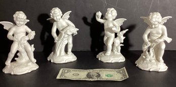 4 Vintage Dresden Crown Porcelain Angels  From Germany