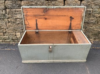 American Antique Painted Grey Blankst Box With Inside Till.