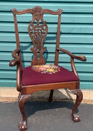 Centennial Vintage  Chippendale Carved Arm Chair Circa 1900