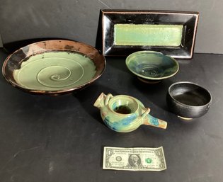 5 Signed Pieces Of Hand Thrown Pottery