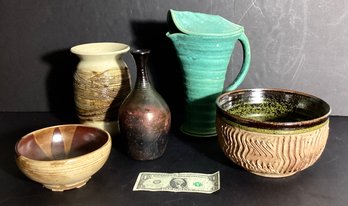 5 Signed Pieces Of Art Pottery