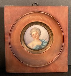 Antique  Signed  Oil Painting On Ivory Of An Early 19th. Century Woman
