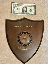 WWII United States Navy Shield Plaque USS FRANKLAND