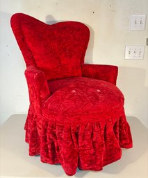Mid Century Heart Back Crushed Velvet Arm Chair
