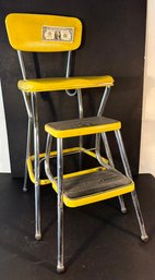 Vintage Costco Brite Yellow Kitchen Chair Step Stool Combonation