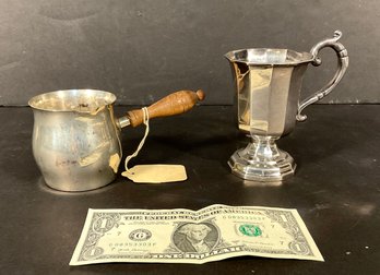 2 Sterling Tipping Sauce Pot & Footed Sterling Childs Cup  #7