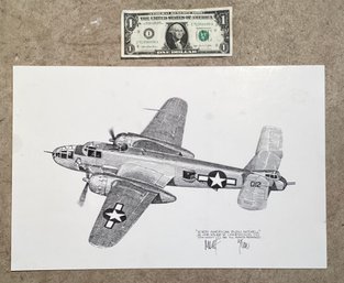 Original Signed Joe Milich B-50 Bomber Lithograph  1968  Numbered 27/1000