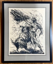Mid Century Period Bull Fighting Matador A/P Print Signed Chris Tiaud 60