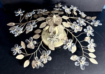 Mid Century Tear Drop Crystal And Painted Tole Ceiling Fixture Hollywood Glam