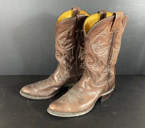 Pair Of Vintage Mens Tooled Leather Western Cowboy Boots Size 12B