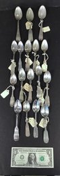 17  Antique Coin Silver Spoons Circa 1889-1850 #10