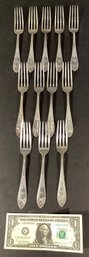 12 Antique Sterling  Silver Dinner Forks Fr M Gorham  Chippendale Pattern # 18