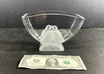 Vintage Verlys French Art Glass Lovebird Vase Signed