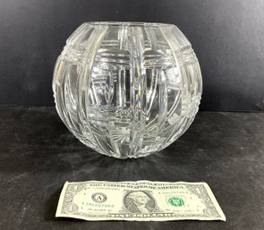 Unusual Vintage Globe Shape, Cut Glass Vase