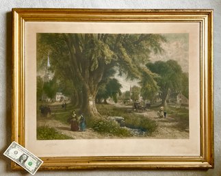 Antique American Hand Tinted Steel Engraving & Original Gold Frame Circa 1860
