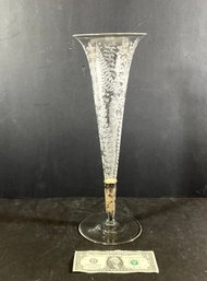 Magnificent Antique  Intaglio Cutlass Trumpet Vase With Sterling Collar