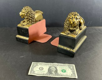 Pair Of Stunning Borghese Labeled Lion Bookends