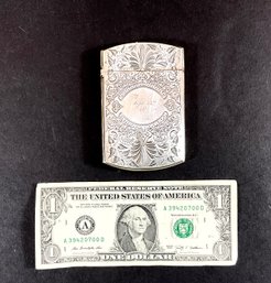Antiques Sterling Engraved Card Case Dated 1870