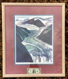 Original  Signed Anne Miletich Lithograph Of Davidson Glacier Alaska