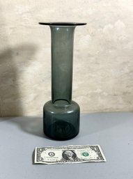 Mid Century Modern Signed Holmgaard Smoky Glass Vase