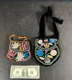 2 Antique Iroquois Native American  Beaded Purses