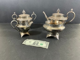 Antique Victorian Meriden Silver Plated Tea Set