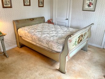 Original Antique Paint Decorated Sleigh Bed