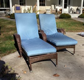 Pair Outdoor Chaise Lounges With Cushions